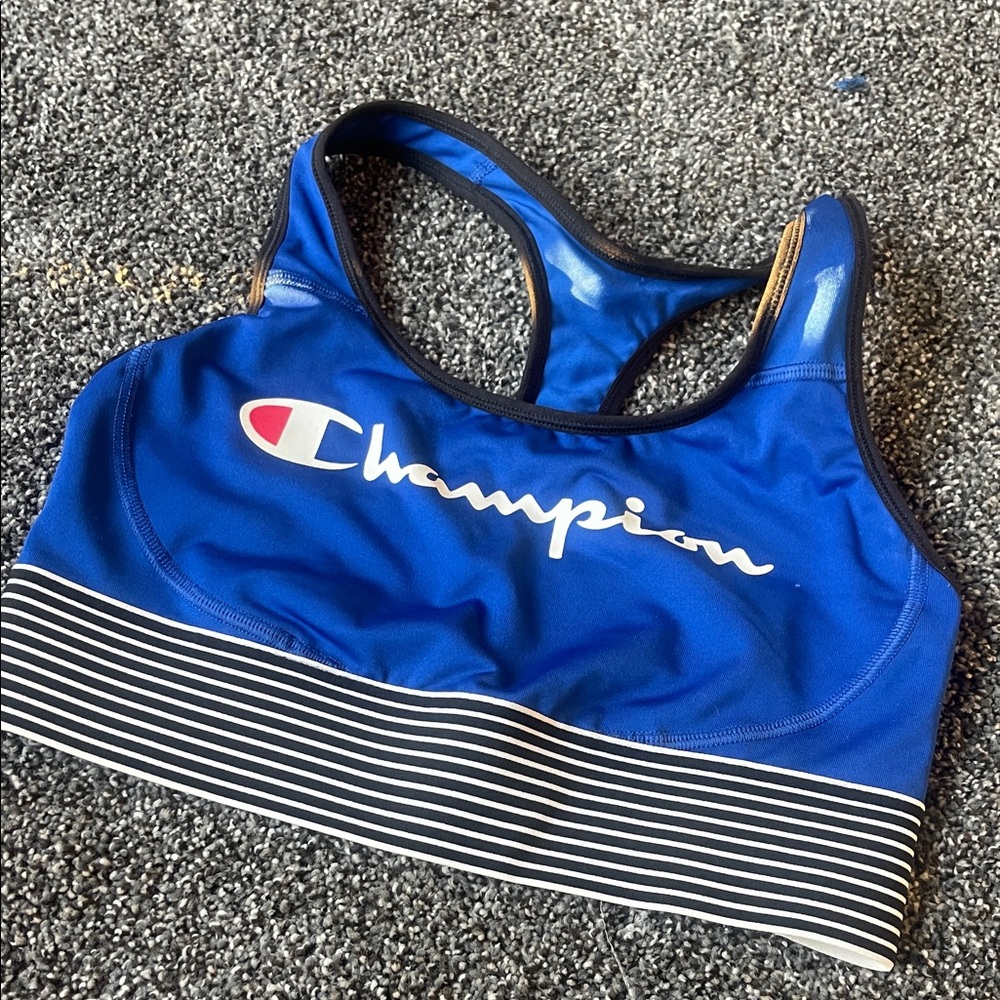Champion Royal Blue Sports Bra with Striped Band